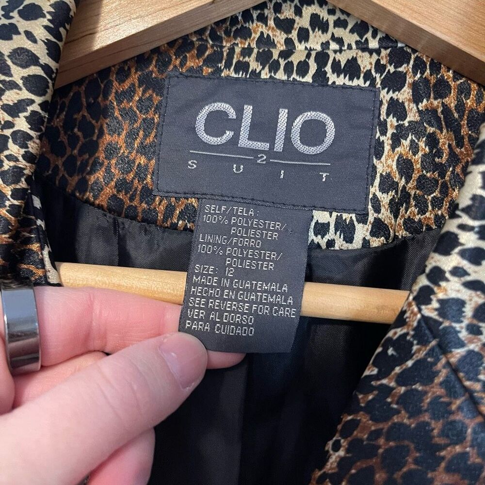 Vintage Clio 2 Suit Cheetah Print Blazer Size 12 - Picture 3 of 7